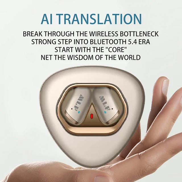 Alt view image 2 of 5 - MLF-M018 Open Ear Translation Earbuds AI Real Time Translator Earbuds Global Multilingual AI Translator Earbuds Voice Boost ENC Noise Suppression Clear Calls Beige