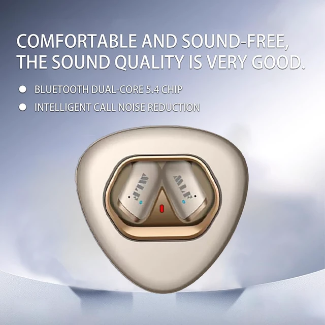 Alt view image 4 of 5 - MLF-M018 Open Ear Translation Earbuds AI Real Time Translator Earbuds Global Multilingual AI Translator Earbuds Voice Boost ENC Noise Suppression Clear Calls Beige