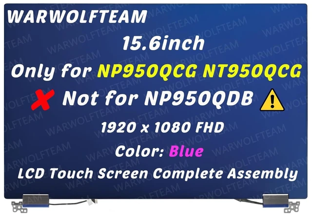 Main image of WARWOLFTEAM for Samsung NP950QCG NT950QCG LCD Screen Replacement Blue