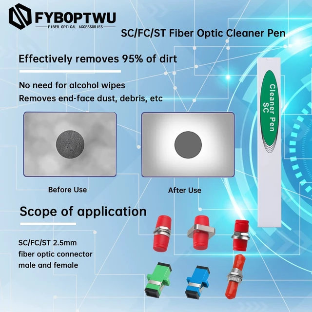 Alt view image 3 of 4 - fyboptwu LC/SC/FC/ST Fiber Cleaner Pen, 800+ Cleans, 20pcs