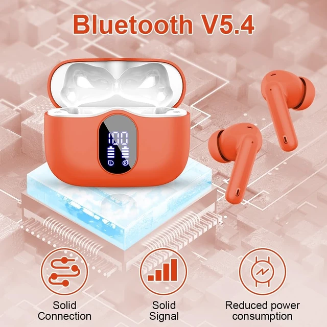 Alt view image 3 of 5 - True Wireless Earbuds Bluetooth Headphones HiFi Stereo Ear Buds,Deep Orange