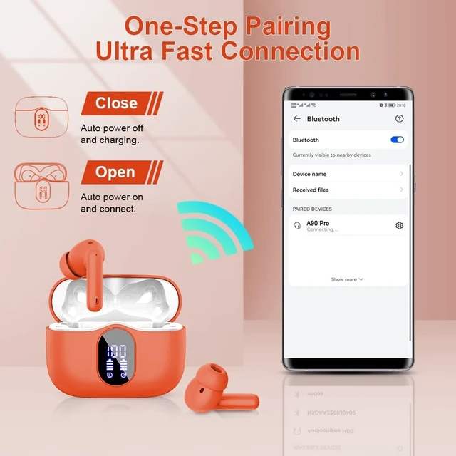 Alt view image 5 of 5 - True Wireless Earbuds Bluetooth Headphones HiFi Stereo Ear Buds,Deep Orange