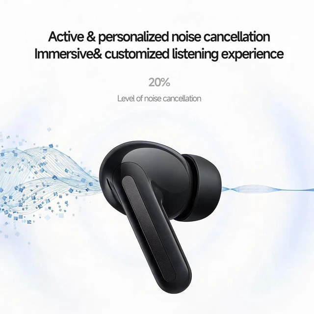 Alt view image 2 of 5 - XIAOMI Redmi Buds 8 Wireless Earbuds Black, 50dB ANC Bluetooth Earbuds, Triple-Mic AI Clear Calls, 44H Playtime, Dual Device Connection, Bluetooth 5.4, IP54, Fast Charging,Black