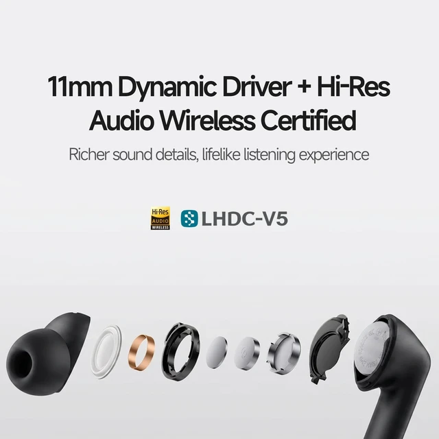 Alt view image 5 of 5 - XIAOMI Redmi Buds 8 Wireless Earbuds Black, 50dB ANC Bluetooth Earbuds, Triple-Mic AI Clear Calls, 44H Playtime, Dual Device Connection, Bluetooth 5.4, IP54, Fast Charging,Black