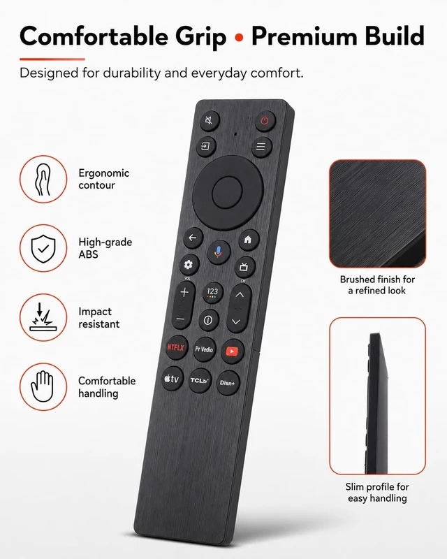 Alt view image 3 of 5 - HSHONG Voice Remote for TCL Google TVs QM5K/QM6K/QM7K/Q77K