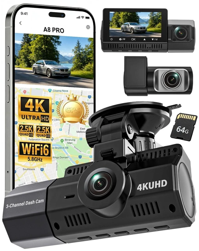 Main image of Eivikga 3 Channel Dash Cam Front and Rear Inside for Rideshare & Taxi