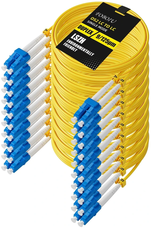 Main image of Foboiu 10 Pack OS2 LC to LC Single Mode Fiber Patch Cable 2m/6.5ft, Duplex