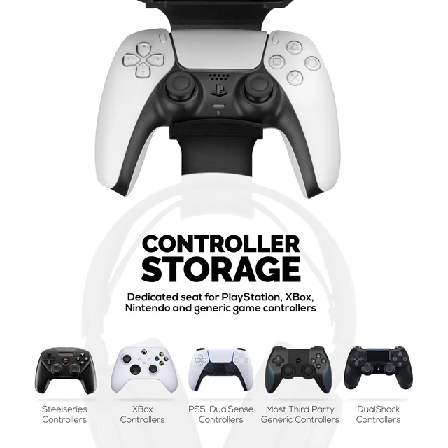 Alt view image 4 of 5 - BRAINWAVZ Under Mount Game Controller & Headset Hanger for SteelSeries Arctis Nova Pro Wireless, Nova Elite & Pro Omni + Base Station Dock - Easy Install with Screws or VHB Tape