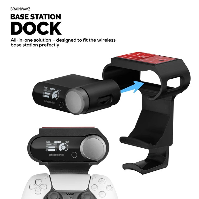 Alt view image 3 of 5 - BRAINWAVZ Under Mount Game Controller & Headset Hanger for SteelSeries Arctis Nova Pro Wireless, Nova Elite & Pro Omni + Base Station Dock - Easy Install with Screws or VHB Tape