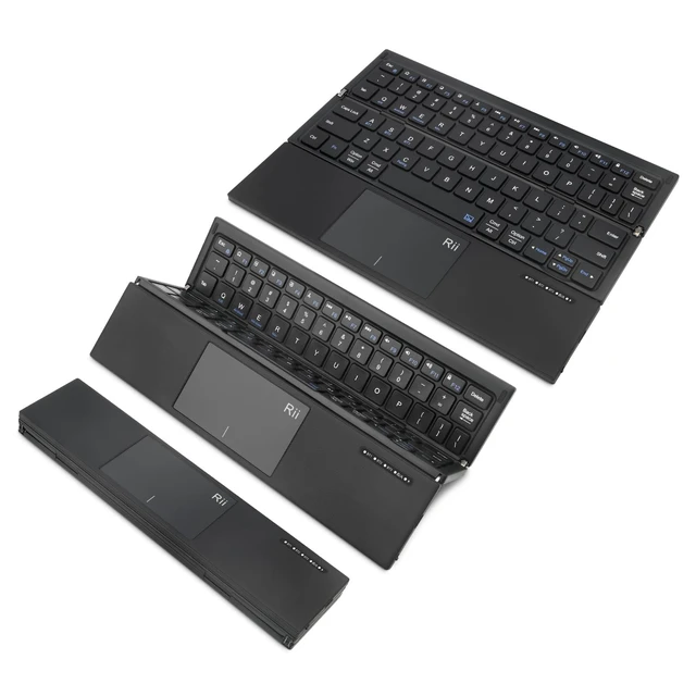 Alt view image 2 of 5 - Rii Tri-Foldable Bluetooth Keyboard with Touchpad,Rechargeable RK811