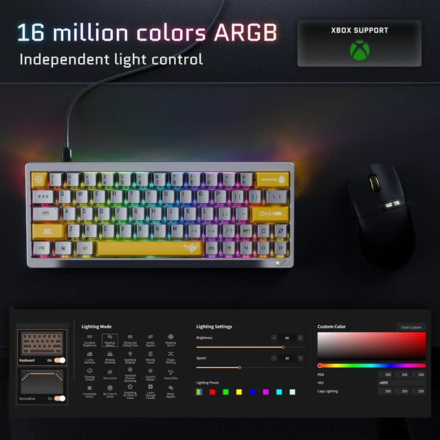 Alt view image 4 of 5 - OOCTPK Chilkey SF60 Wired Magnetic Keyboard with Metal Keycaps, 60% Gaming Keyboard with Hall Effect Switch Hot Swappable, Rapid Trigger, 16 Millions ARGB, Full-Aluminum for a Rich, Deep, Thock Typing
