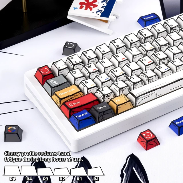 Alt view image 4 of 5 - GEKUCAP White Manga Japanese Style Cherry Profile Keycaps