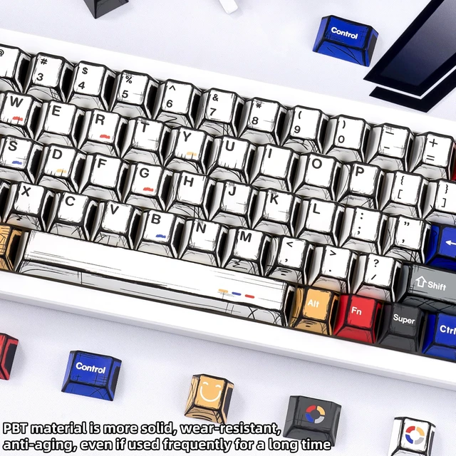 Alt view image 5 of 5 - GEKUCAP White Manga Japanese Style Cherry Profile Keycaps