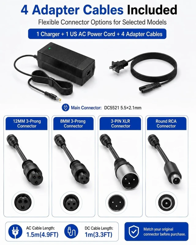 Alt view image 5 of 5 - VHBW 54.6V Charger Compatible with Ride1up Portola,Turris, Cafe Cruiser,700 Series,LMTD V1 and V2,Core-5,500 Series Electric Bike