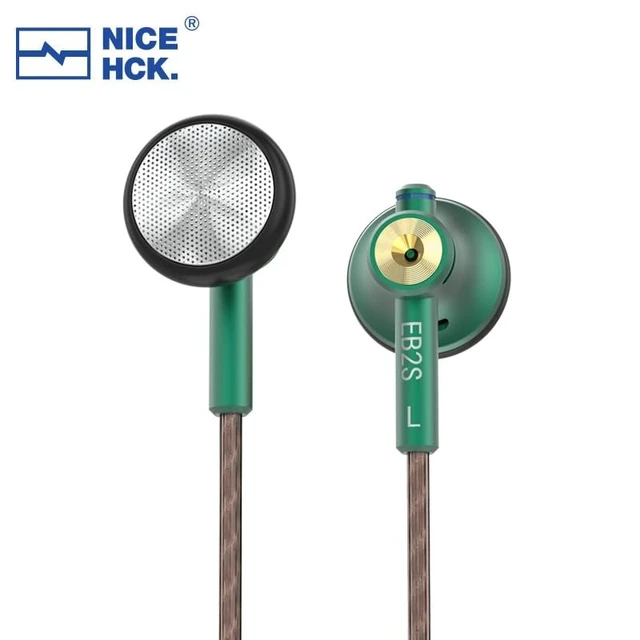 Alt view image 2 of 5 - NICEHCK EB2S 15.4mm Flat Earbuds,4.4mm Plug No Mic Audiophile IEM (Green)