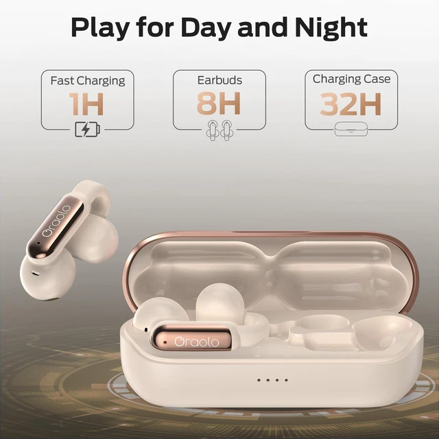 Alt view image 5 of 5 - Oraolo Bluetooth Earbuds, Crystal Clear Call, USB-C Charging, Bluetooth 6.0 Open Earphones with ENC, IPX5 Waterproof Wireless Clip-on Earbud, Gift for Christmas Man/Women