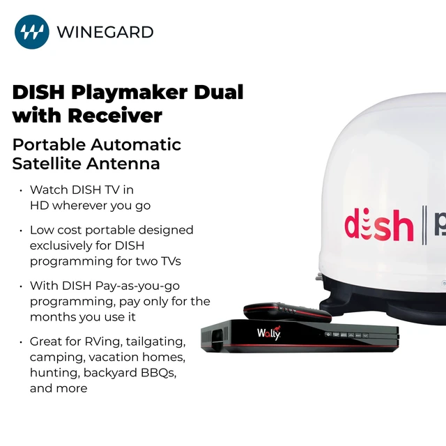 Alt view image 2 of 5 - Winegard Dish Playmaker Dual PL8000R Satellite TV Antenna with Receiver