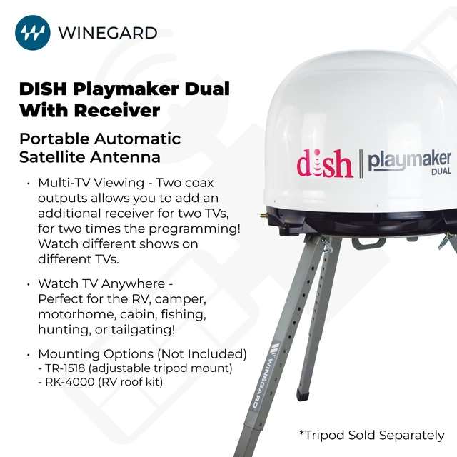Alt view image 3 of 5 - Winegard Dish Playmaker Dual PL8000R Satellite TV Antenna with Receiver