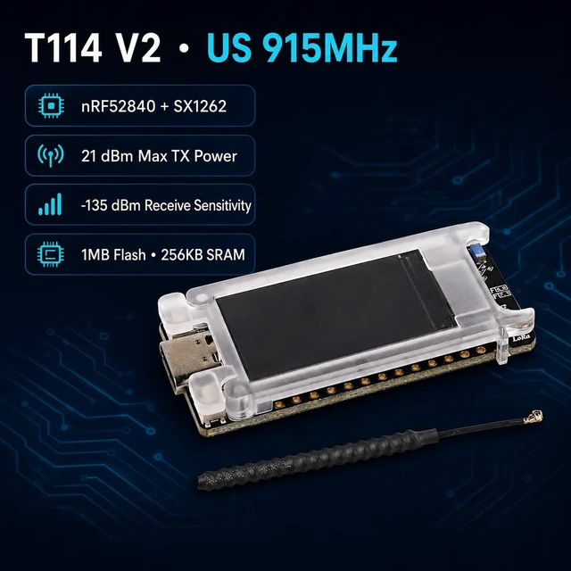 Alt view image 2 of 5 - HELTEC T114 V2 915MHz LoRa Board nRF52840 SX1262 TFT Display for Meshtastic