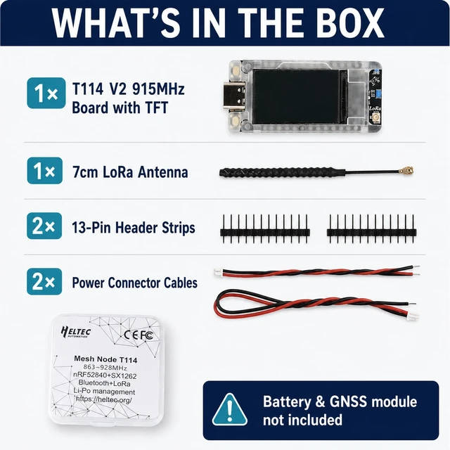 Alt view image 4 of 5 - HELTEC T114 V2 915MHz LoRa Board nRF52840 SX1262 TFT Display for Meshtastic