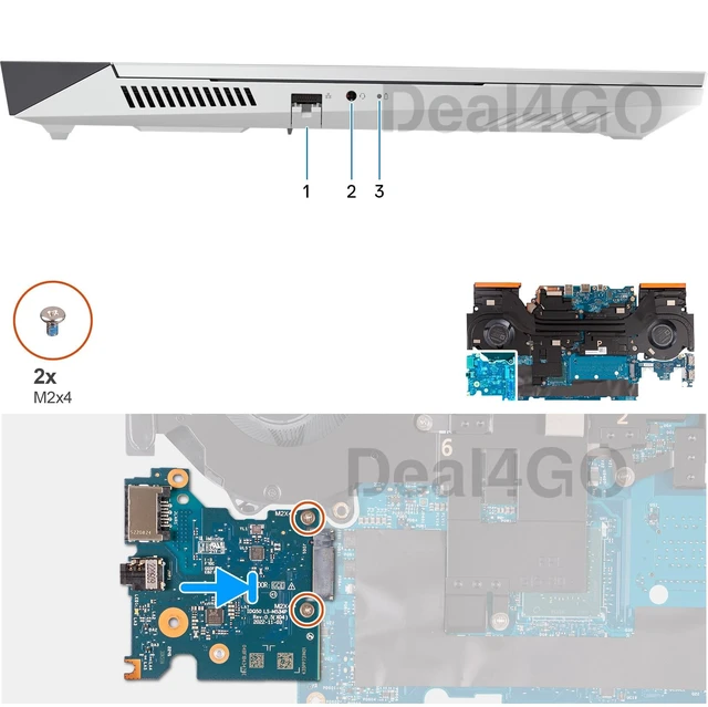 Alt view image 3 of 5 - Deal4GO RJ45 LAN Ethernet Audio Jack IO Board GDXH0 LS-M533P LS-M534P Replacement for Dell G15 5530 5535 G16 7630
