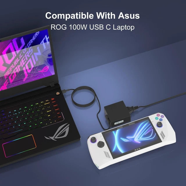 Alt view image 2 of 5 - KAQIAR 100W 65W USB C Charger Compatible with ASUS ROG Ally X/Z1 Legion Go