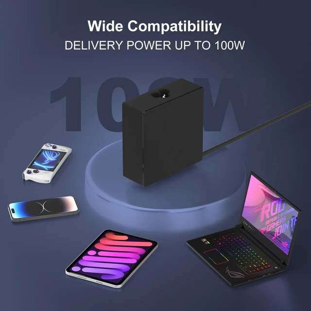 Alt view image 3 of 5 - KAQIAR 100W 65W USB C Charger Compatible with ASUS ROG Ally X/Z1 Legion Go