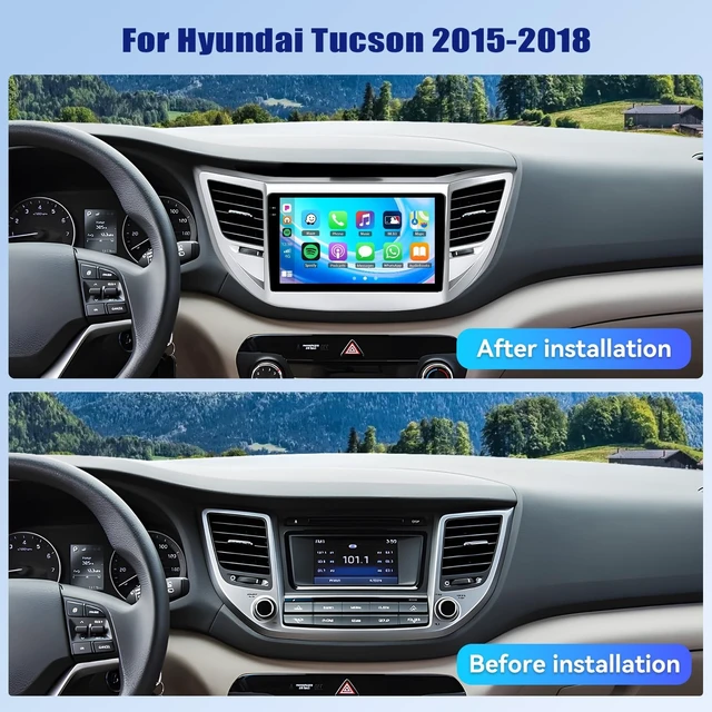 Alt view image 2 of 5 - Android 15 4G+128G for Hyundai Tucson 2015-2018 Car Stereo Radio with Wireless CarPlay Android Auto, 9 1280 * 720P IPS Touchscreen, Bluetooth-5.0, GPS,WiFi, AHD Rear Cam,DSP, 32-EQ, Split Scree