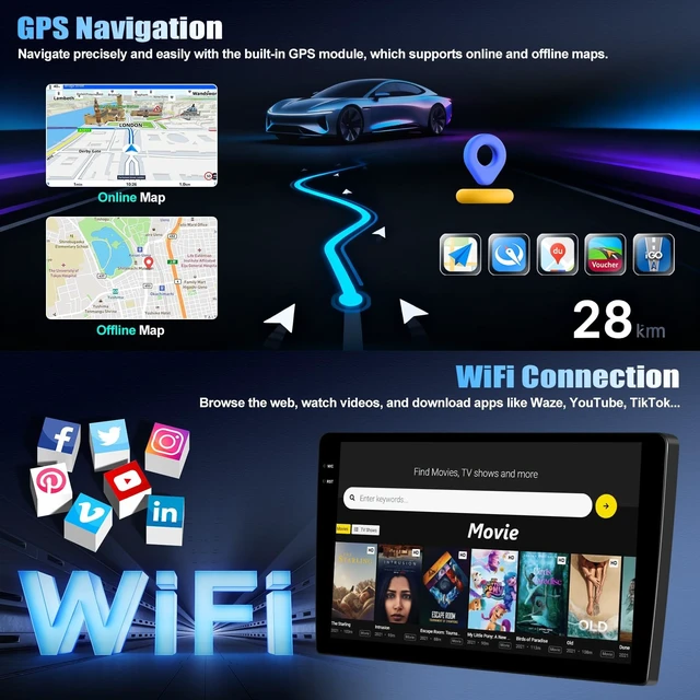 Alt view image 5 of 5 - Android 15 4G+128G for Hyundai Tucson 2015-2018 Car Stereo Radio with Wireless CarPlay Android Auto, 9 1280 * 720P IPS Touchscreen, Bluetooth-5.0, GPS,WiFi, AHD Rear Cam,DSP, 32-EQ, Split Scree