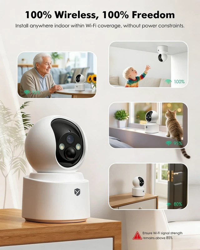 Alt view image 3 of 5 - Battery Powered Indoor Camera Wireless 2 Pack with 2.5K Color Night Vision