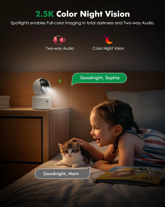 Alt view image 5 of 5 - Battery Powered Indoor Camera Wireless 2 Pack with 2.5K Color Night Vision