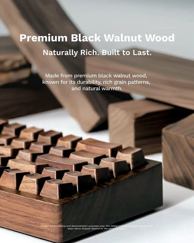 Alt view image 5 of 5 - Loha Custom Black Walnut Wood Keycaps, 60% 80% 100% Keyboard 16-Key Set