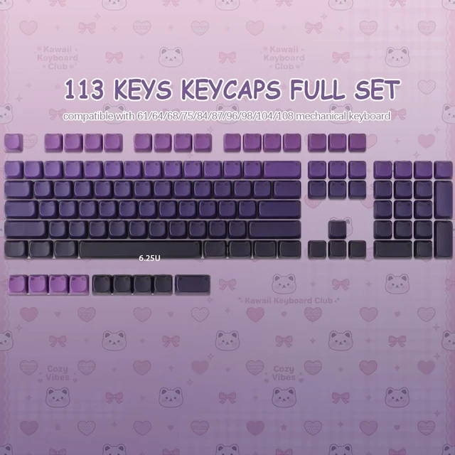 Alt view image 2 of 5 - Tsungup Cute Cat Keycaps Mao Profile Custom Key caps Keyboard Keycaps
