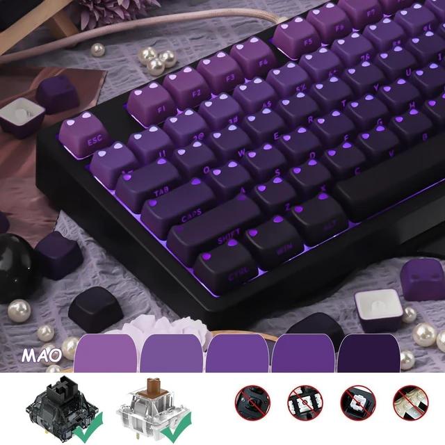 Alt view image 5 of 5 - Tsungup Cute Cat Keycaps Mao Profile Custom Key caps Keyboard Keycaps