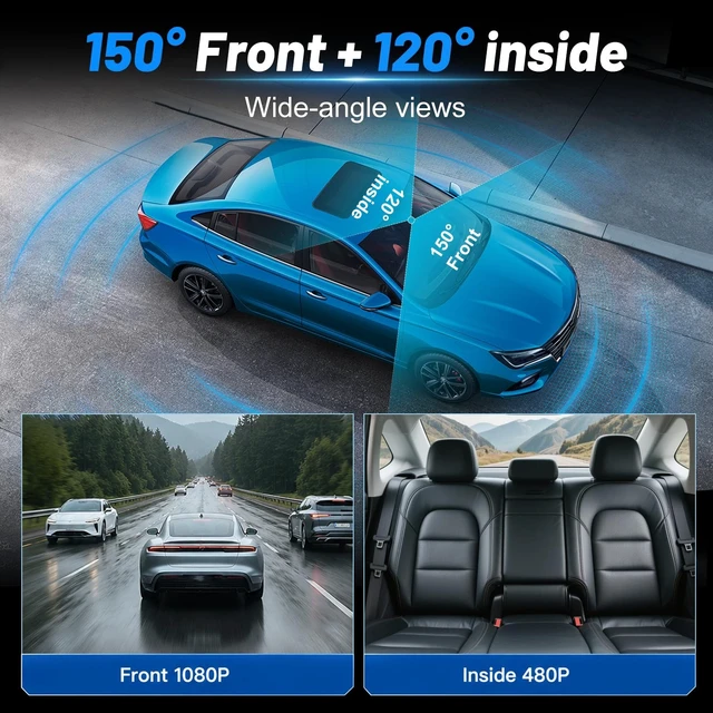 Alt view image 4 of 5 - Volxcereo Dash Cam Front and Inside, 3.16 inch Screen1080P Dual Dash Cam