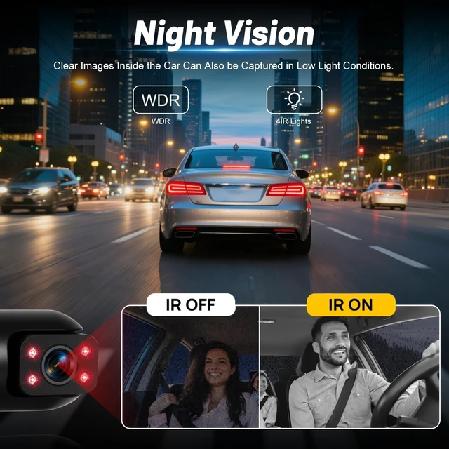 Alt view image 3 of 5 - Volxcereo Dash Cam Front and Inside, 3.16 inch Screen1080P Dual Dash Cam