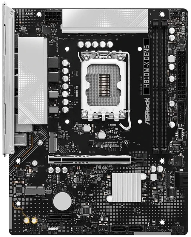 Alt view image 2 of 3 - H810M-X Gen5 Micro-ATX, Intel Core Ultra (Series 2), DDR5 6400, PCIe 5.0, 2.5G LAN, 6+1+1+1+1 Power Phase