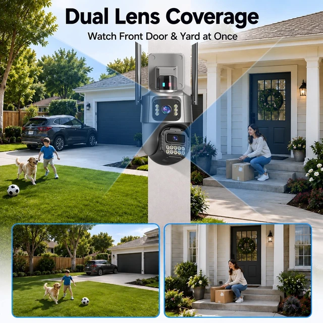 Alt view image 2 of 5 - GUOANVISION 6MP Dual Lens Security Camera Outdoor for Home, 5G/2.4G WiFi