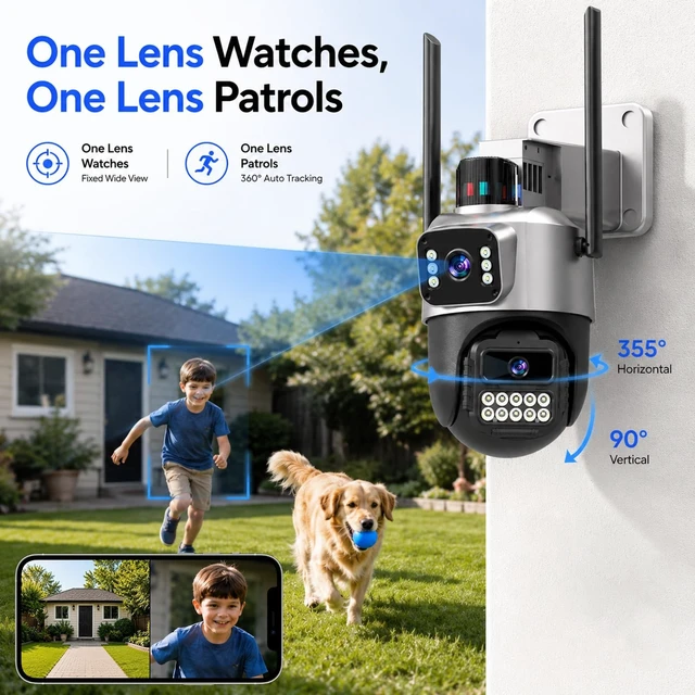 Alt view image 3 of 5 - GUOANVISION 6MP Dual Lens Security Camera Outdoor for Home, 5G/2.4G WiFi