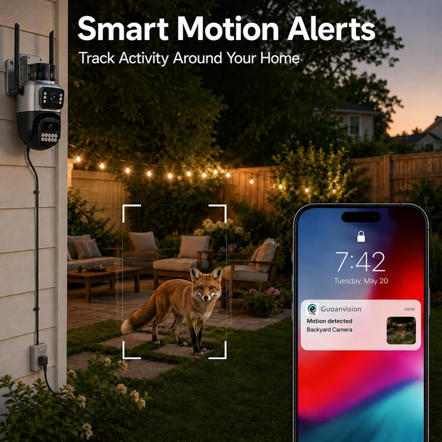Alt view image 4 of 5 - GUOANVISION 6MP Dual Lens Security Camera Outdoor for Home, 5G/2.4G WiFi