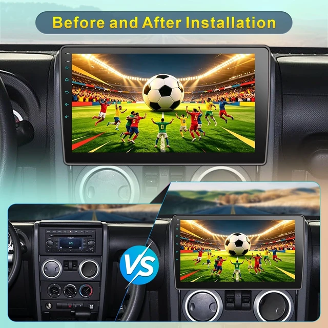 Alt view image 3 of 5 - Car Radio Stereo for Jeep Wrangler JK 2007-2018 Dodge Ram 2009-2012, 10 inch Touch Screen with Wireless Carplay & Android Auto/Bluetooth/Navigation/SWC/AM FM Radio Linux
