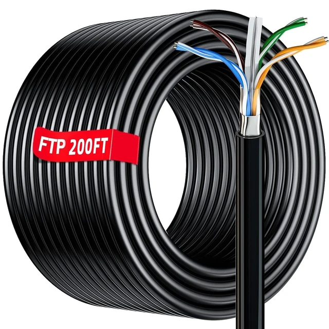 Main image of Cat 6 Ethernet Cable 200ft Outdoor (10 RJ45), FTP Cat6 Shielded Cord, 23AWG