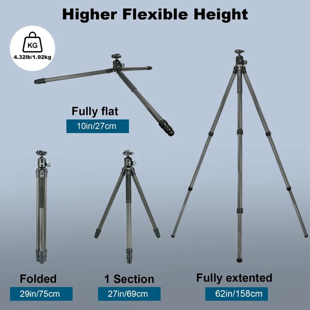 Alt view image 2 of 5 - Fooletu Carbon Fiber Tripod for Hunting, 360 Ball Head & Picatinny to Arca