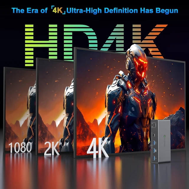 Alt view image 3 of 5 - HDMI USB C KVM Switch 2 Monitors for 1 Laptop and 1 Desktop 4K@60Hz