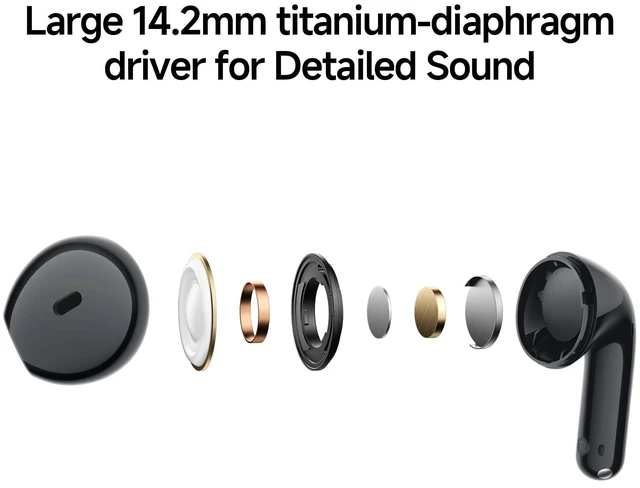 Alt view image 4 of 5 - XIAOMI Redmi Buds 8 Active Wireless Earbuds, SemiinEar Design, 14.2mm Titanium Driver, DualMic AI Call Noise Reduction, 37H Playtime, Bluetooth 5.4, IP54 Water Resistant, Customizable EQ (White