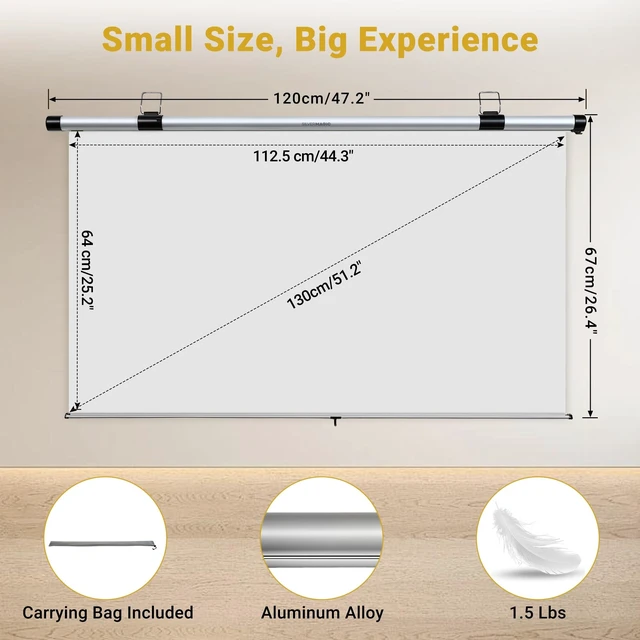 Alt view image 4 of 5 - SilverMagic 51.2 Inch Portable Car Projector Screen Retractable ALR Coated