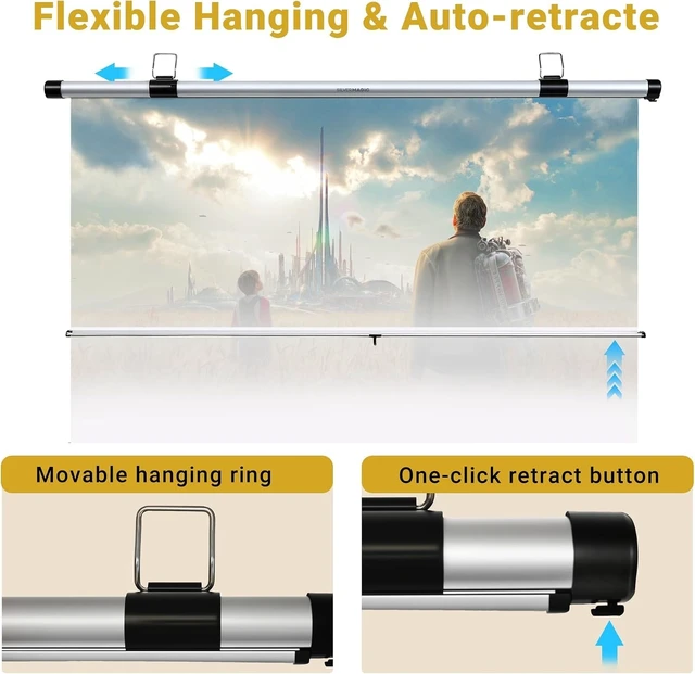 Alt view image 5 of 5 - SilverMagic 51.2 Inch Portable Car Projector Screen Retractable ALR Coated