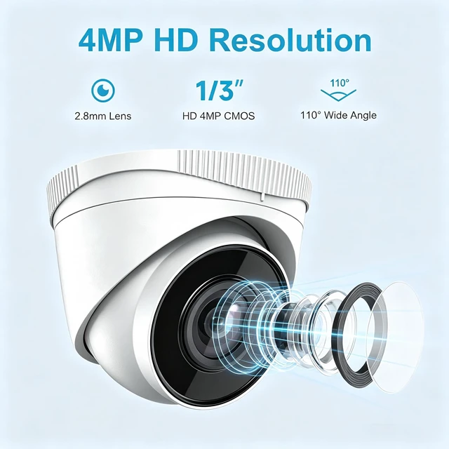 Alt view image 2 of 5 - 4MP POE IP Turret Camera 120dB WDR 2.8MM Lens Motion Detection kconnect