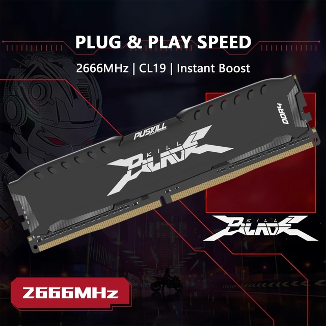 Alt view image 2 of 5 - PUSKILL 32GB Kit (2x16GB) DDR4 RAM 2666MHz PC4-21300 Desktop Memory with Aluminum Heatsink, Non-ECC Unbuffered UDIMM 1.2V CL19 288-Pin, Dual Channel PC Computer Upgrade Module for Intel & AMD