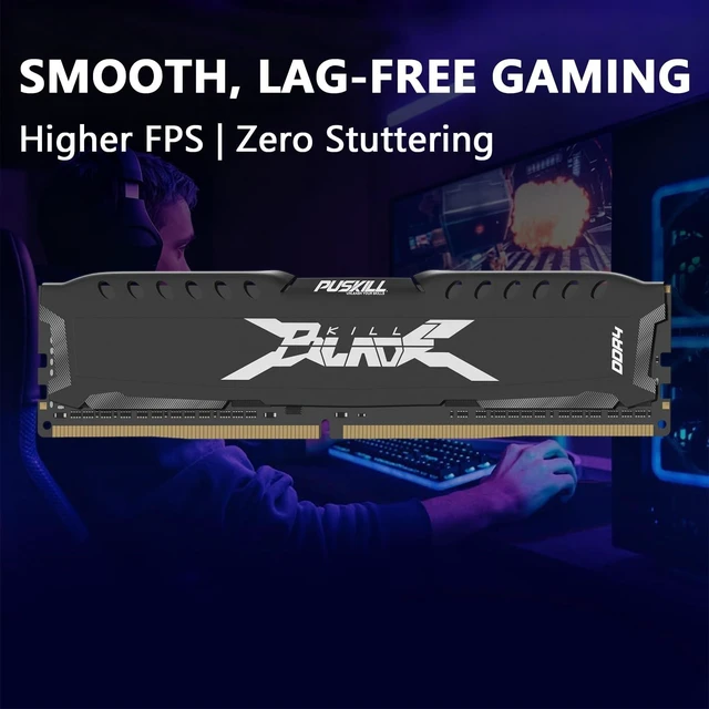 Alt view image 3 of 5 - PUSKILL 32GB Kit (2x16GB) DDR4 RAM 2666MHz PC4-21300 Desktop Memory with Aluminum Heatsink, Non-ECC Unbuffered UDIMM 1.2V CL19 288-Pin, Dual Channel PC Computer Upgrade Module for Intel & AMD